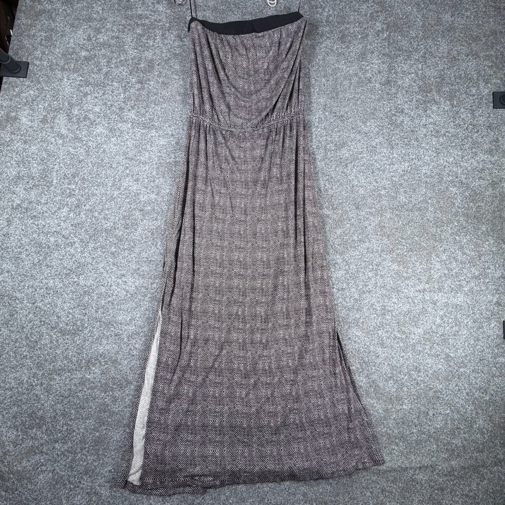 Joie Maxi Dress Womens Medium Gray White Geometric Off The Shoulder Side Slit